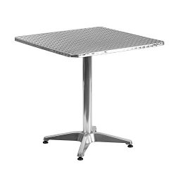 Flash Furniture 27.5” Square Aluminum Indoor-Outdoor Table with Base