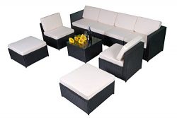 MCombo 9PC Outdoor Rattan Wicker Sofa Couch Patio Furniture Chair Garden Sectional Set With Wate ...