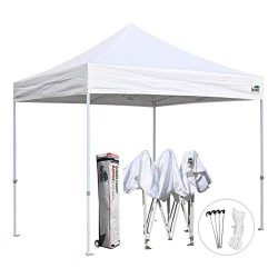 Eurmax 10’x10′ Ez Pop Up Canopy Tent Commercial Instant Shelter with Heavy Duty Roll ...