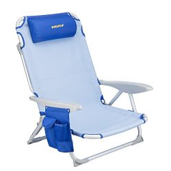 #WEJOY 4-Position Beach Chair Oversize Folding Beach Lounge Cooler Chair Lay Flat Aluminum Frame ...