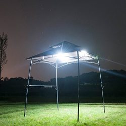 GOJOOASIS BBQ Grill Gazebo w/2Pcs Led Barbecue Canopy Tent 2-Tier Soft Top