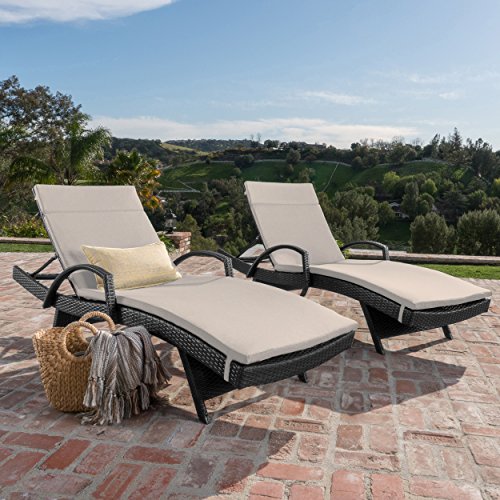 Olivia Patio Furniturre ~ Outdoor Wicker Chaise Lounge Chair with Arms w/ Water Resistant 