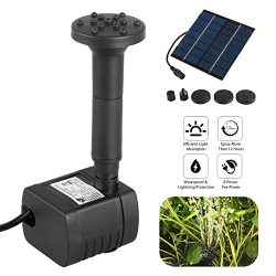 1.2W Solar Fountain Free Standing Floating, EEEkit Submersible Solar Water Pump with 4 Sprinkler ...