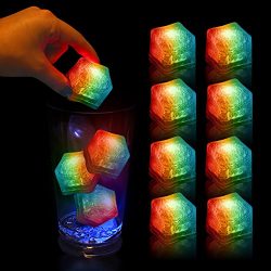 (12 Pack) Multi Color Light-Up LED Ice Cubes with Changing Lights and On/Off Switch