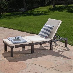 Estrella Outdoor Multibrown Wicker Adjustable Chaise Lounge Chair w/ Cushion