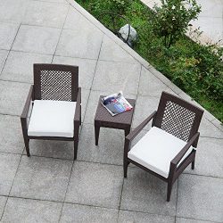 AURO Brisbane Outdoor Furniture | 3 Piece Rattan Patio Set | All-Weather Brown Wicker Bistro Set ...