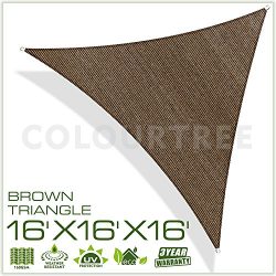 ColourTree 2nd Gen 16′ x 16′ x 16′ Brown Sun Shade Sail Triangle Canopy – UV R ...