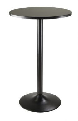 Winsome Obsidian Pub Table Round Black Mdf Top with Black Leg And Base – 23.7-Inch Top, 39 ...