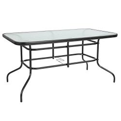 Flash Furniture 31.5″ x 55″ Rectangular Tempered Glass Metal Table