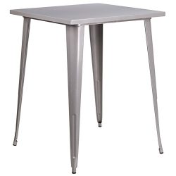 Flash Furniture 31.5” Square Silver Metal Indoor-Outdoor Bar Height Table