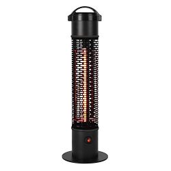Star Patio Outdoor Freestanding Electric Patio Heater Infrared Heater, Stable Black Column Heate ...
