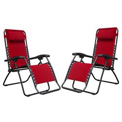 Caravan Canopy Sports Infinity Zero Gravity Steel Frame Patio Deck Chair, Red