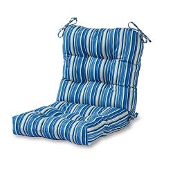 Greendale Home Fashions Outdoor Seat/Back Chair Cushion in Coastal Stripe, Sapphire