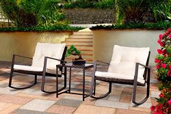 Bruce Furniture Outdoor Patio Garden Furniture Bistro Sets All-Weather Conversation Set Wicker R ...