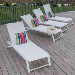 Mesa Outdoor White Mesh Chaise Lounge with White Finished Aluminum Frame (Set of 4)