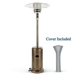 PAMAPIC 46000 BTU Commercial Bronze Outdoor Propane 88-Inch Stainless Steel Patio Heater (Cover  ...