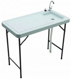 Tricam Outdoor Fish and Game Cleaning Table with Quick-Connect Stainless Steel Faucet, 150-Pound ...