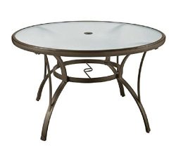 PF 48″ Patio Round Dining Glass Table Garden Furniture