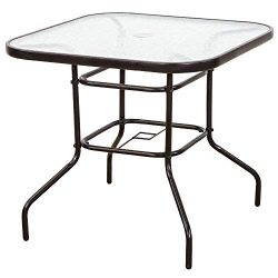 FurniTure Outdoor Patio Table Patio Tempered Glass Table 32″ Patio Dining Tables with Umbr ...