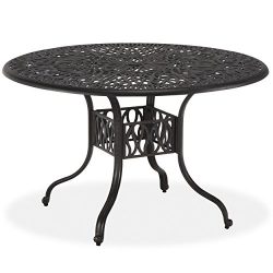 Home Styles Floral Blossom Round Dining Table, 48-Inch, Charcoal