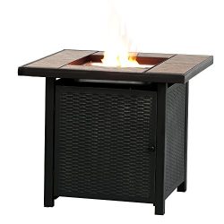 BALI OUTDOORS 32-Inch Outdoor Propane Gas Fire Pit Table, 50,000BTU FirePit, Black