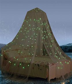 Bed Canopy with Fluorescent Stars Glow in Dark for Baby, Kids, Girls Or Adults, Anti Mosquito As ...