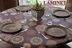 LAMINET Elastic Fitted Table Cover – MEDALLION – Large Round – Fits tables up  ...