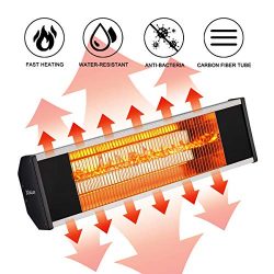 SURJUNY Electric Infrared Heater, Wall-Mounted Patio Heater with Remote Control, Indoor/Outdoor  ...