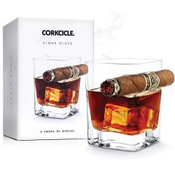 Corkcicle Cigar Glass – Double Old Fashioned Glass With Built-In Cigar Rest