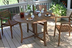 Outdoor Interiors Round Folding Table, 48-Inch, Brown