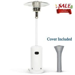 PAMAPIC 46,000BTU Premium Outdoor Standup Patio Heater Cover Set CSA Certified, Hammered White,  ...