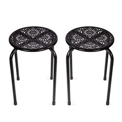 dar Living Daisy Metal Stool, Black (2-Pack)