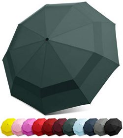 EEZ-Y Compact Travel Umbrella w/Windproof Double Canopy Construction – Auto Open/Close Button