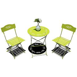 OC Orange-Casual 3-Piece Patio Bistro Set Steel Folding Dining Table and Chairs Garden Backyard  ...