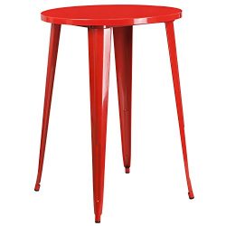 Flash Furniture 30” Round Red Metal Indoor-Outdoor Bar Height Table