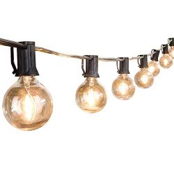 VU KEN G40 Globe String Lights with Clear Bulbs, UL Listed, Waterproof, for Backyard Patio Bistr ...