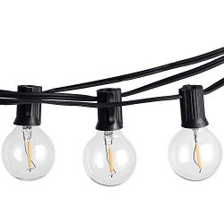 VU KEN G40 Globe String Lights with Clear Bulbs, UL Listed, Waterproof, for Backyard Patio Bistr ...