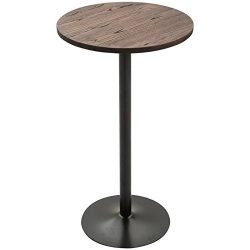HOMCOM 42″ H Rustic Industrial Bar Table Pub Table Elm Wood Top with Metal Base
