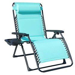 GOLDSUN Oversize XL Padded Zero Gravity Lounge Patio Chair Adjustable Reclining Lounger with Uti ...