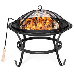 Best Choice Products 22in Outdoor Patio Steel BBQ Grill Fire Pit Bowl for Backyard, Camping, Pic ...