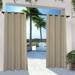 Exclusive Home Indoor/Outdoor Solid Cabana Grommet Top Curtain Panel Pair, Taupe, 54×108, 2 ...