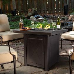 Barton Fire Pit Table with Fire Glass, Outdoor Patio Heater