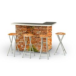 Best of Times Portable Patio Bar Table with Stools, Italian Villa