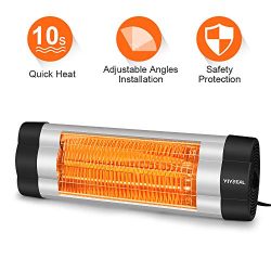 VIVREAL Patio Heater, 1500W Infrared Heater with 1-Sec Heat-Up, Indoor/Outdoor Wall Heater with  ...