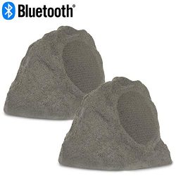 Theater Solutions RBBT6GMV Fully Wireless 200 Watt Powered Bluetooth Granite 6.5″ Rock Spe ...