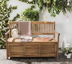 Safavieh Outdoor Collection Brisbane Teak Brown Storage Bench