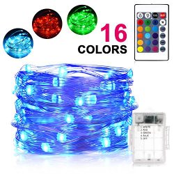 Sunnest Waterproof String Lights Outdoor, 16ft 50 LEDs Fairy Lights Battery Operated 16 Colors S ...