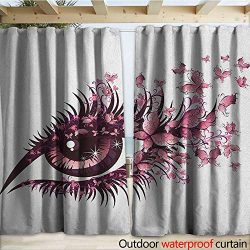 warmfamily Butterflies Drape for Pergola Fairy Female Eye with Butterflies Eyelashes Mascara Sta ...