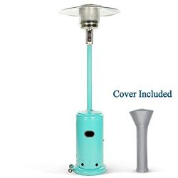 PAMAPIC Floor Standing 46,000 BTU Modern Propane Powered Patio Heater with Cover, Stainless Stee ...