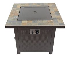 AZ Patio GFT-60843 30″ Propane Square Slate Fire Pit, Slate Top